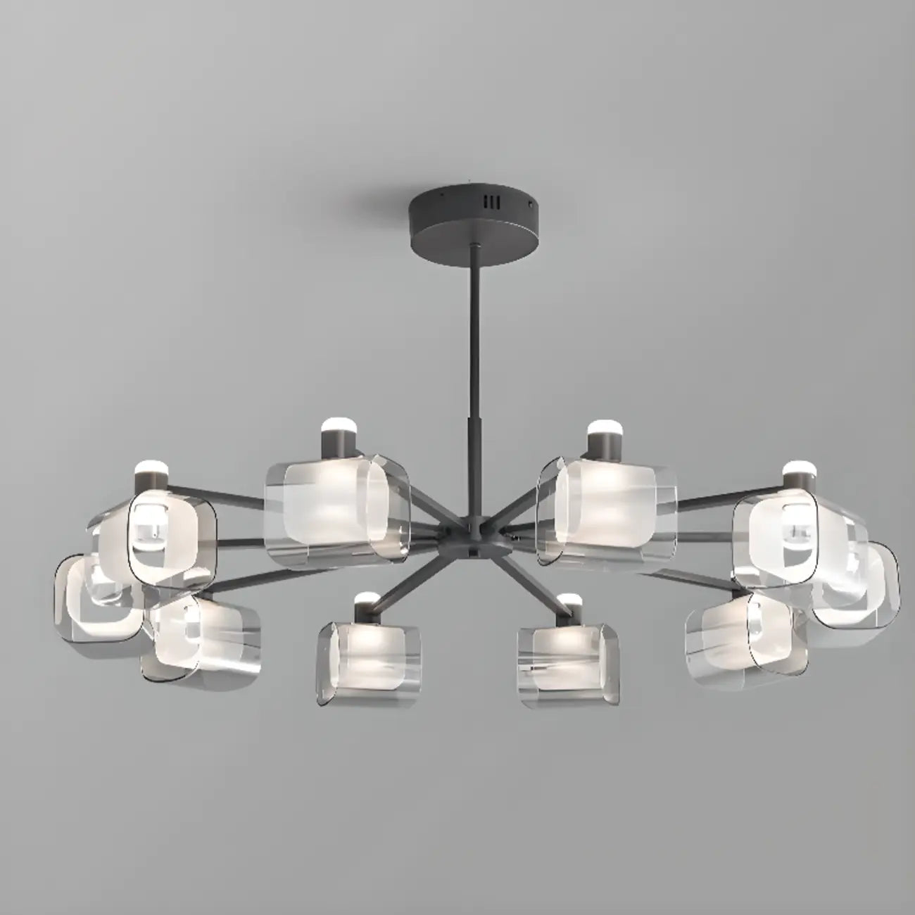 Modern 10-Light Circle Geometric Clear Glass Chandelier