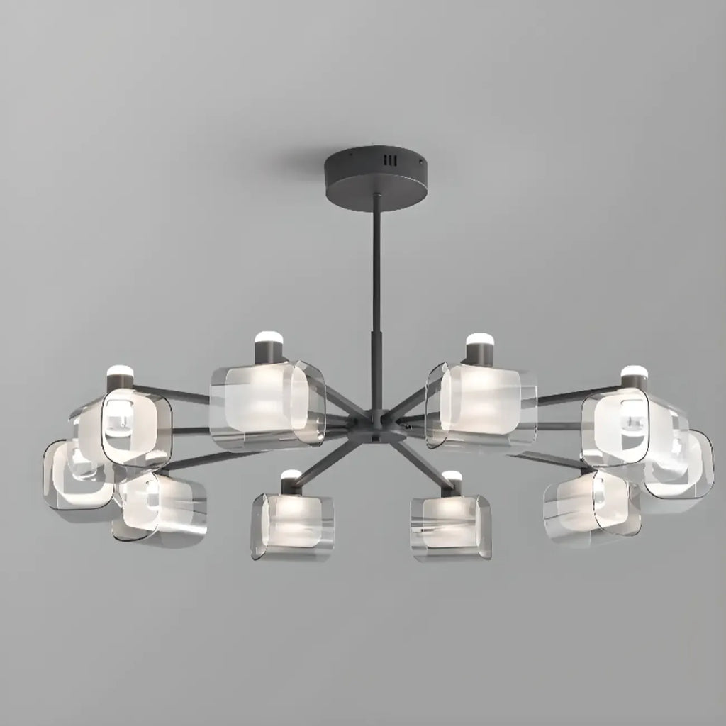 Modern 10-Light Circle Geometric Clear Glass Chandelier