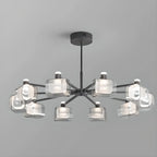 Modern 10-Light Circle Geometric Clear Glass Chandelier