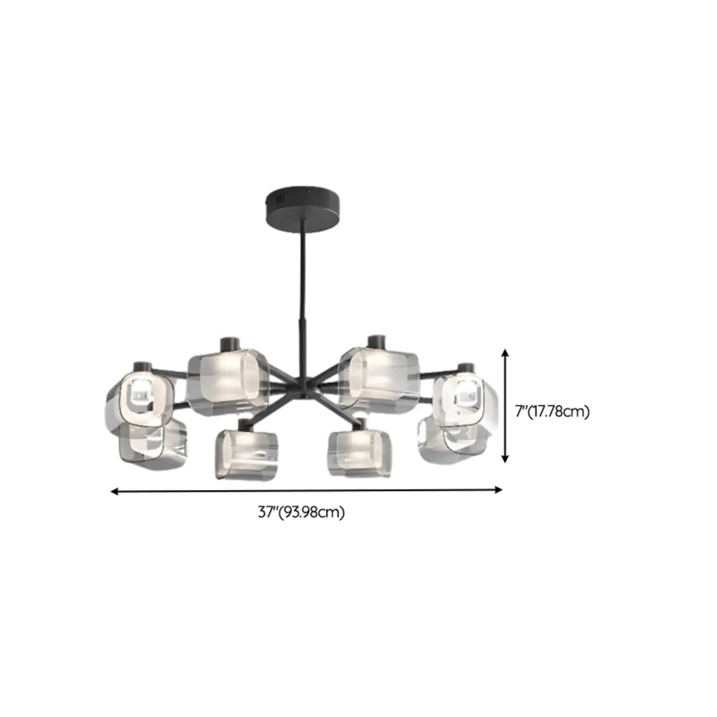 Modern 10-Light Circle Geometric Clear Glass Chandelier