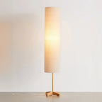 Cylinder Wood Task Floor Lamp in Fabric Shade for Bedroom