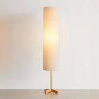 Cylinder Wood Task Floor Lamp in Fabric Shade for Bedroom