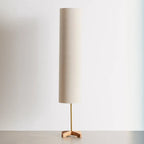 Cylinder Wood Task Floor Lamp in Fabric Shade for Bedroom