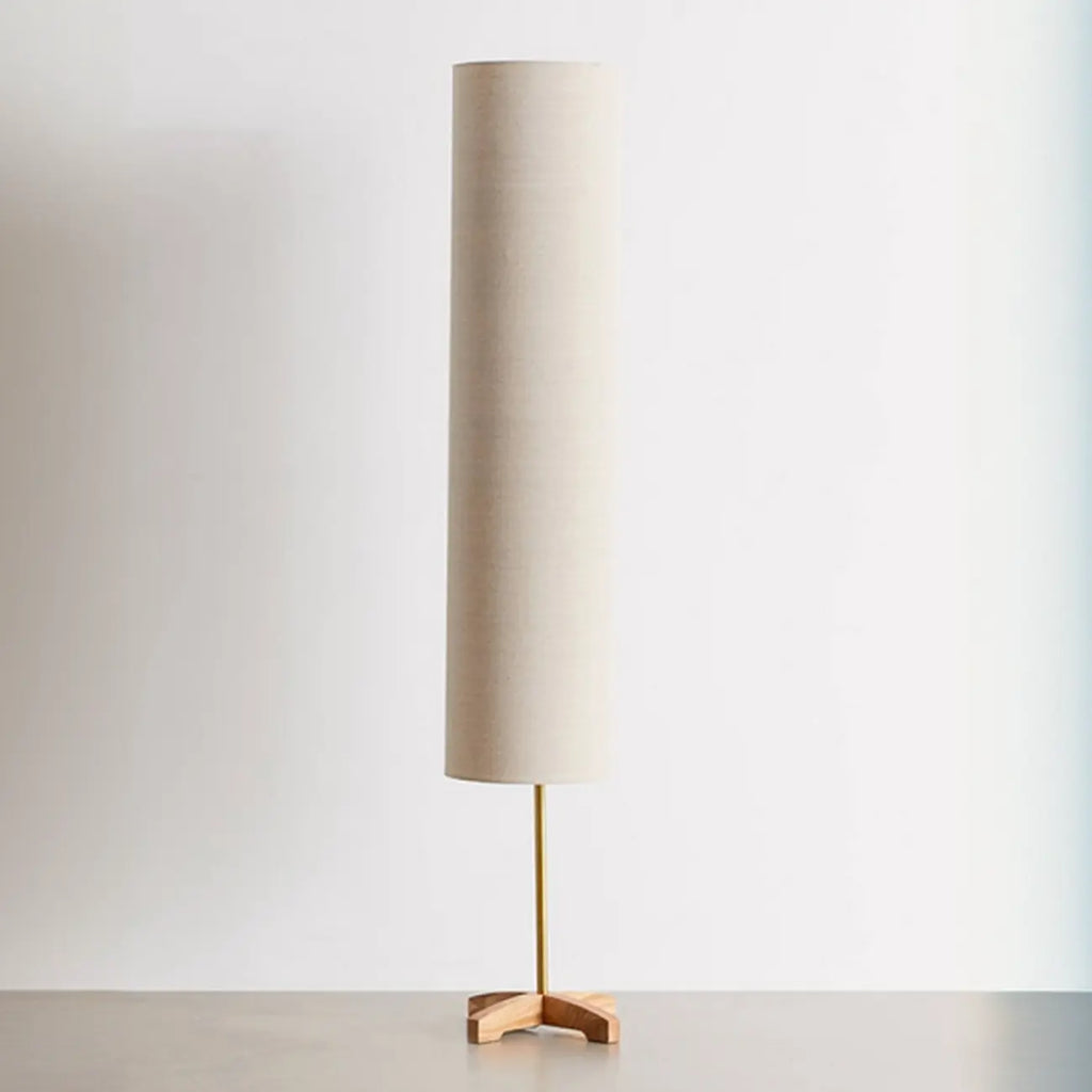 Cylinder Wood Task Floor Lamp in Fabric Shade for Bedroom