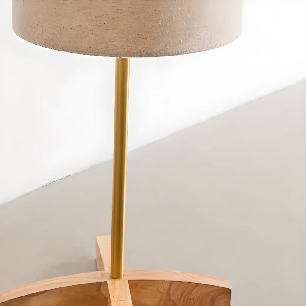 Cylinder Wood Task Floor Lamp in Fabric Shade for Bedroom
