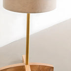 Cylinder Wood Task Floor Lamp in Fabric Shade for Bedroom