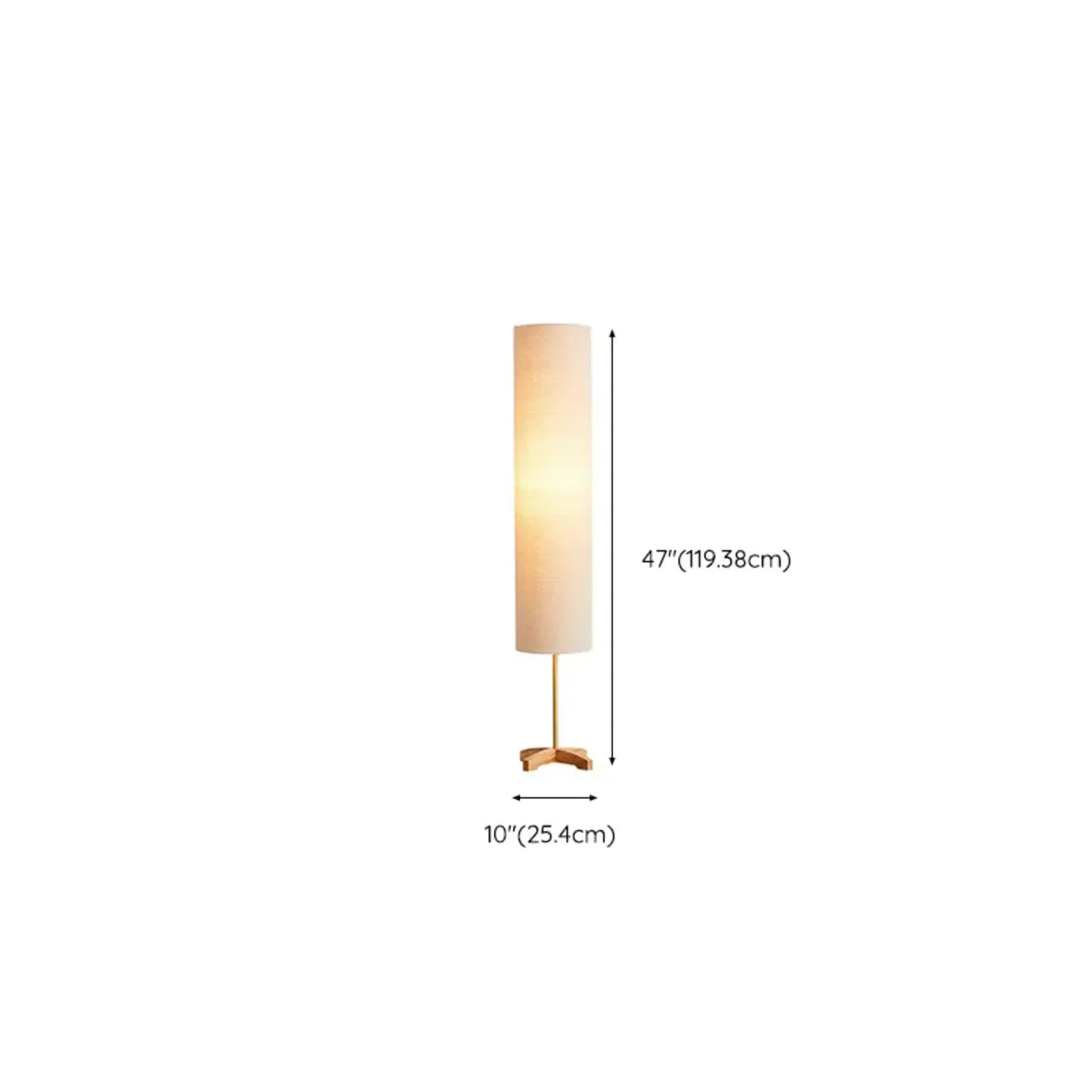 Cylinder Wood Task Floor Lamp in Fabric Shade for Bedroom