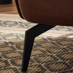 Modern Oiled Leather Tufted Wingback Accent Chair with Arms