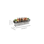 Steel Wall-Secured Wine Bottle & Glass Rack with Shelf