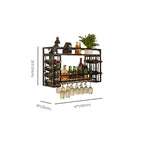 Steel Wall-Secured Wine Bottle & Glass Rack with Shelf