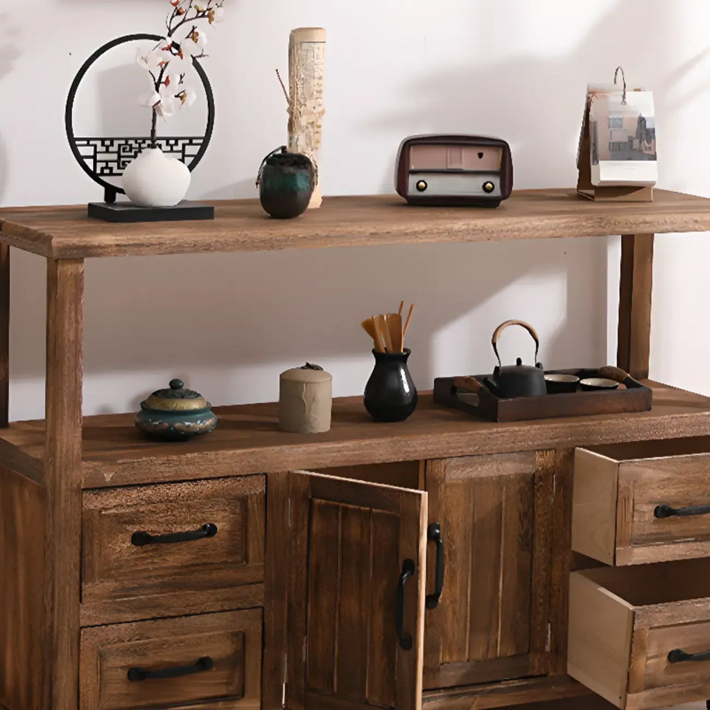 Rustic Storage Wooden Sideboard with Multi Drawers
