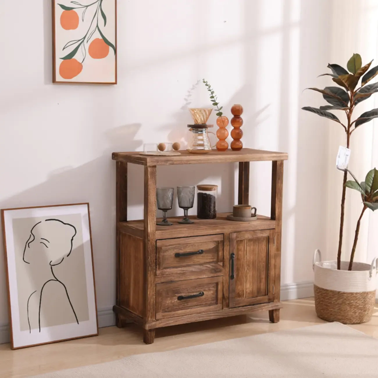 Rustic Storage Wooden Sideboard with Multi Drawers