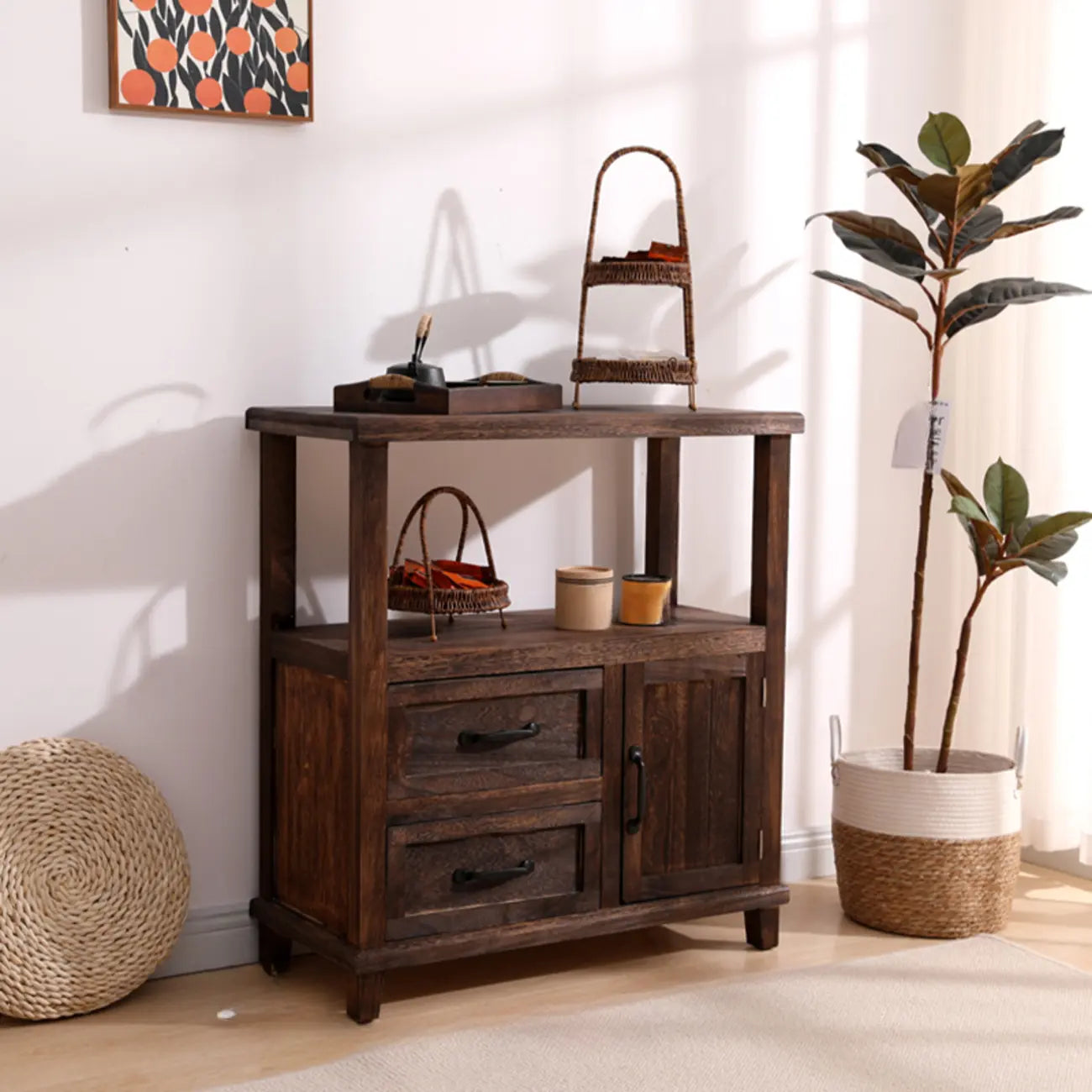 Rustic Storage Wooden Sideboard with Multi Drawers