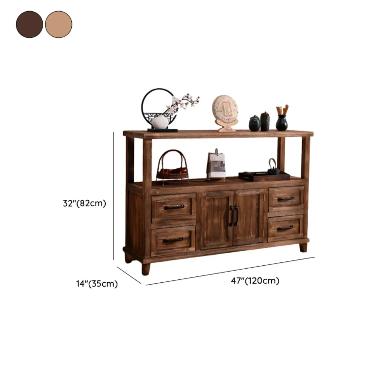 Rustic Storage Wooden Sideboard with Multi Drawers