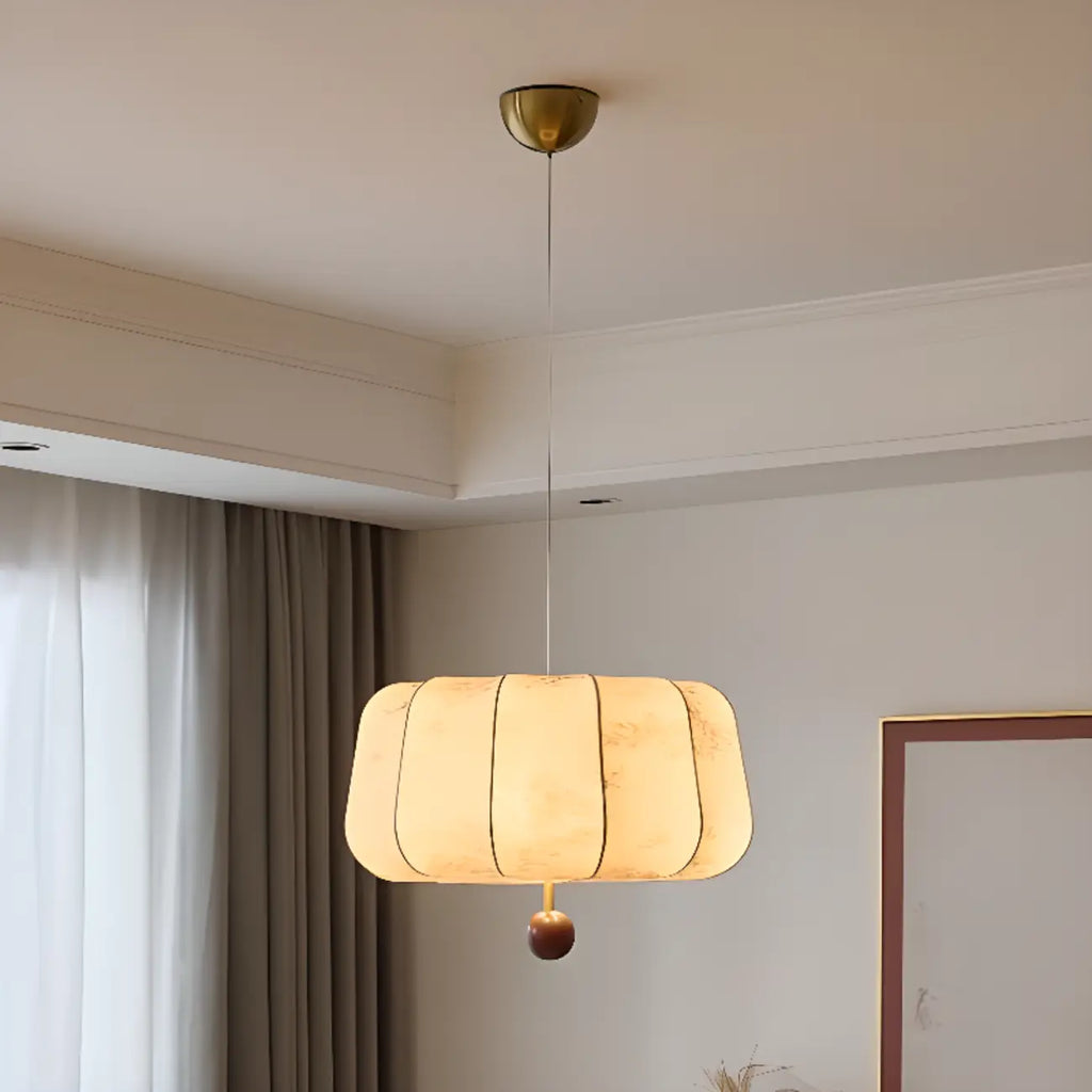 Oriental Off-White Fabric Pumpkin Chandelier