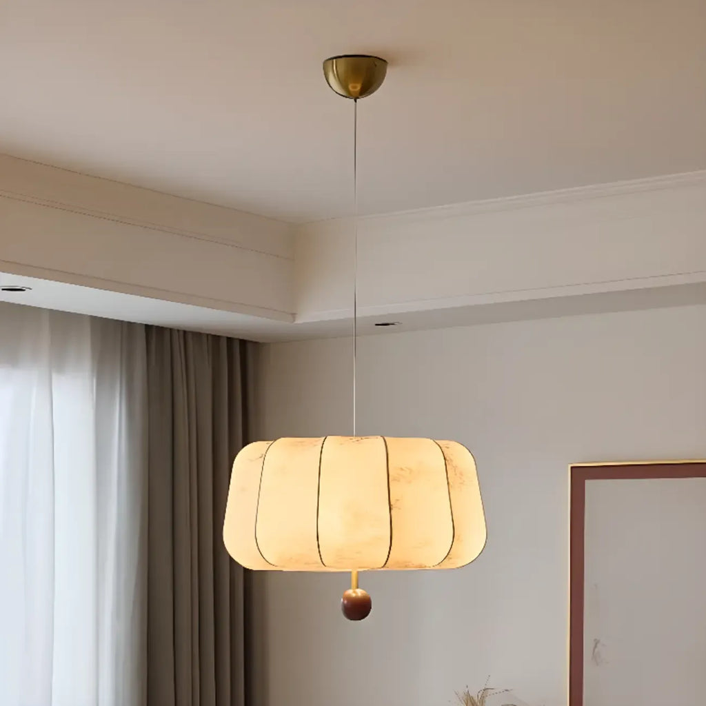 Oriental Off-White Fabric Pumpkin Chandelier