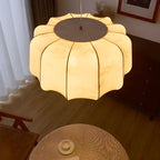 Oriental Off-White Fabric Pumpkin Chandelier