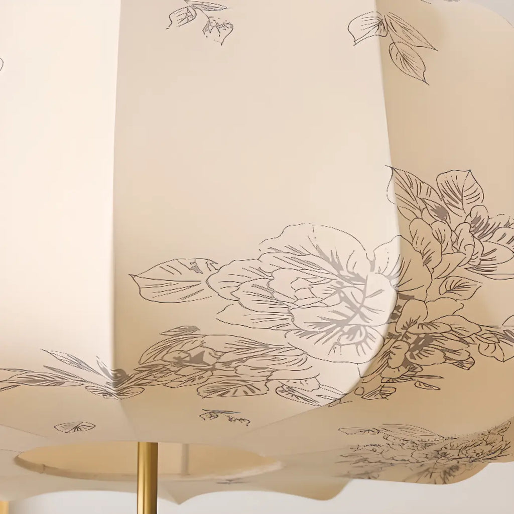 Oriental Off-White Fabric Pumpkin Chandelier