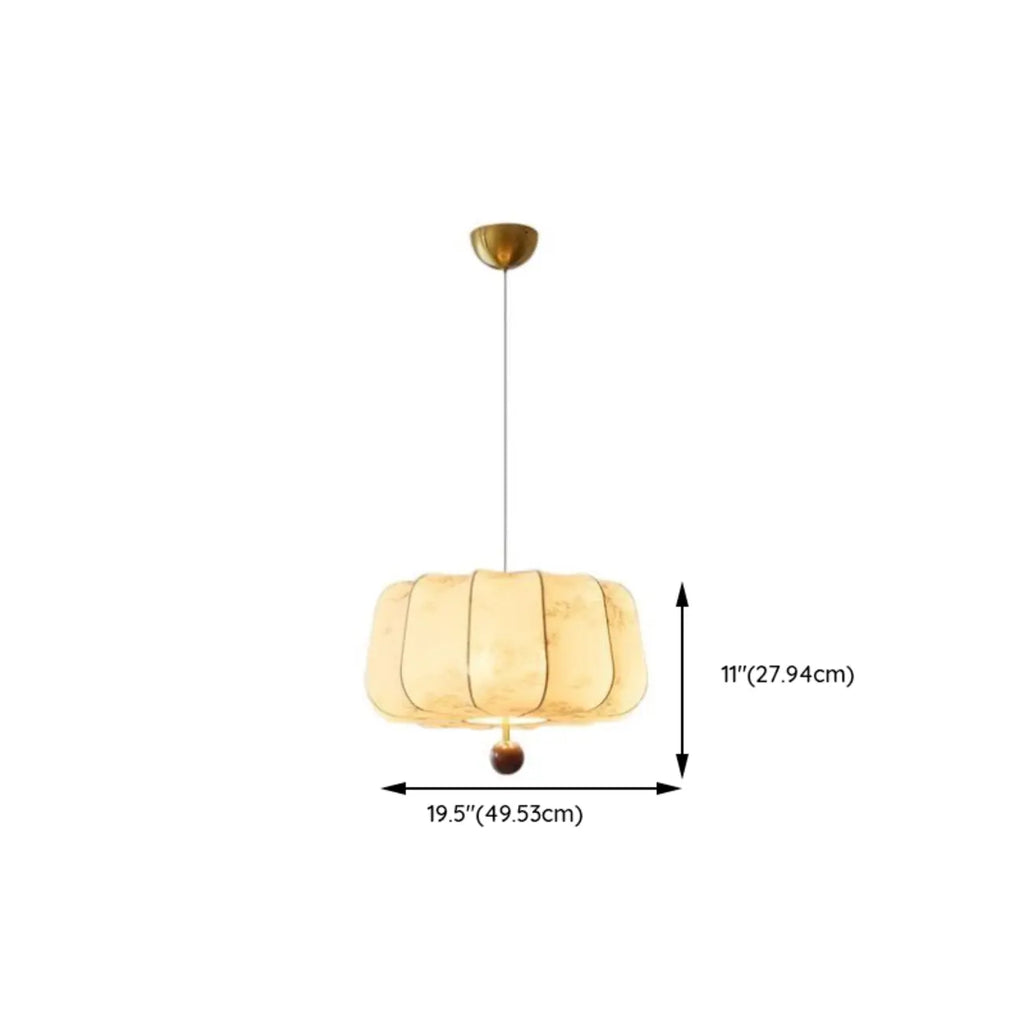 Oriental Off-White Fabric Pumpkin Chandelier