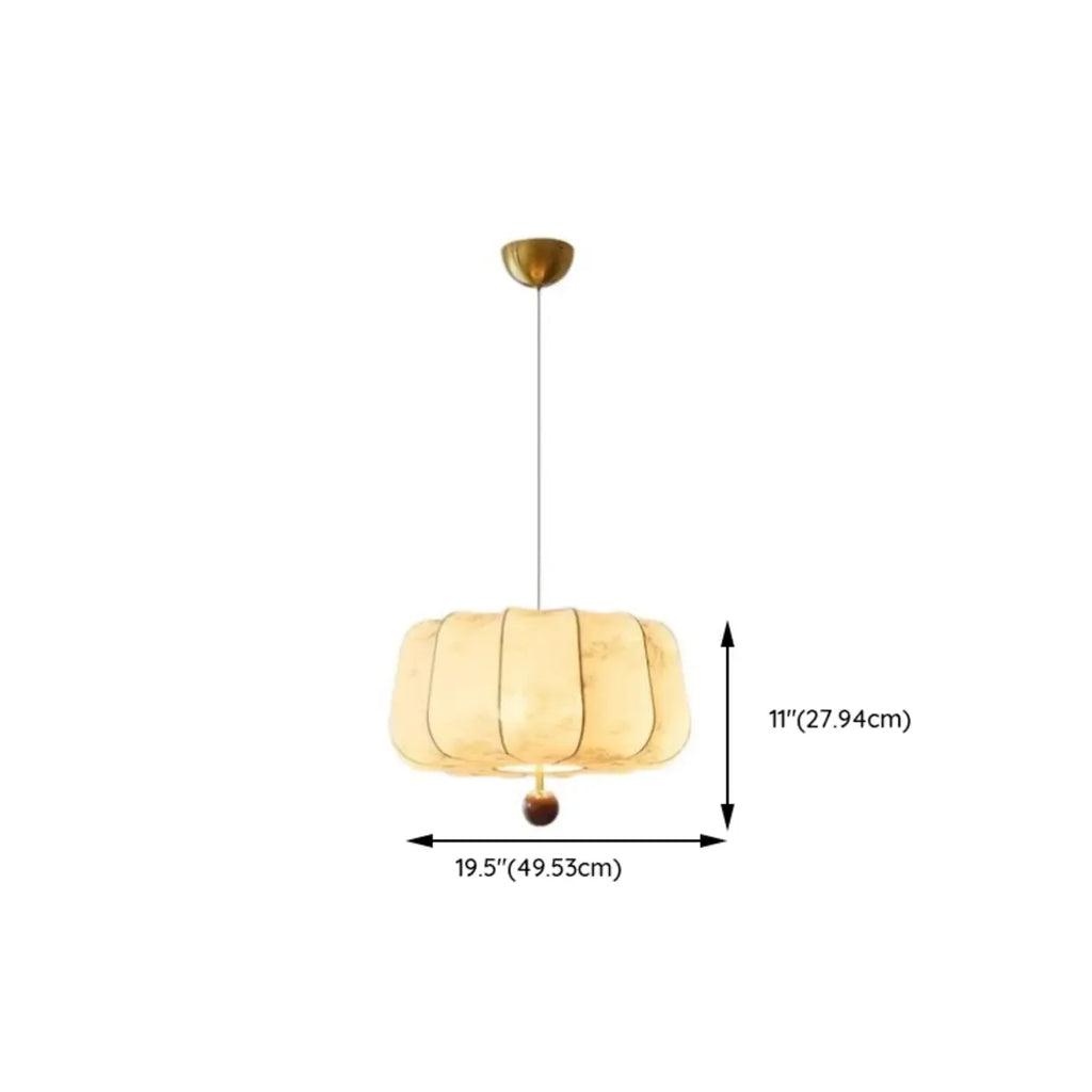 Oriental Off-White Fabric Pumpkin Chandelier