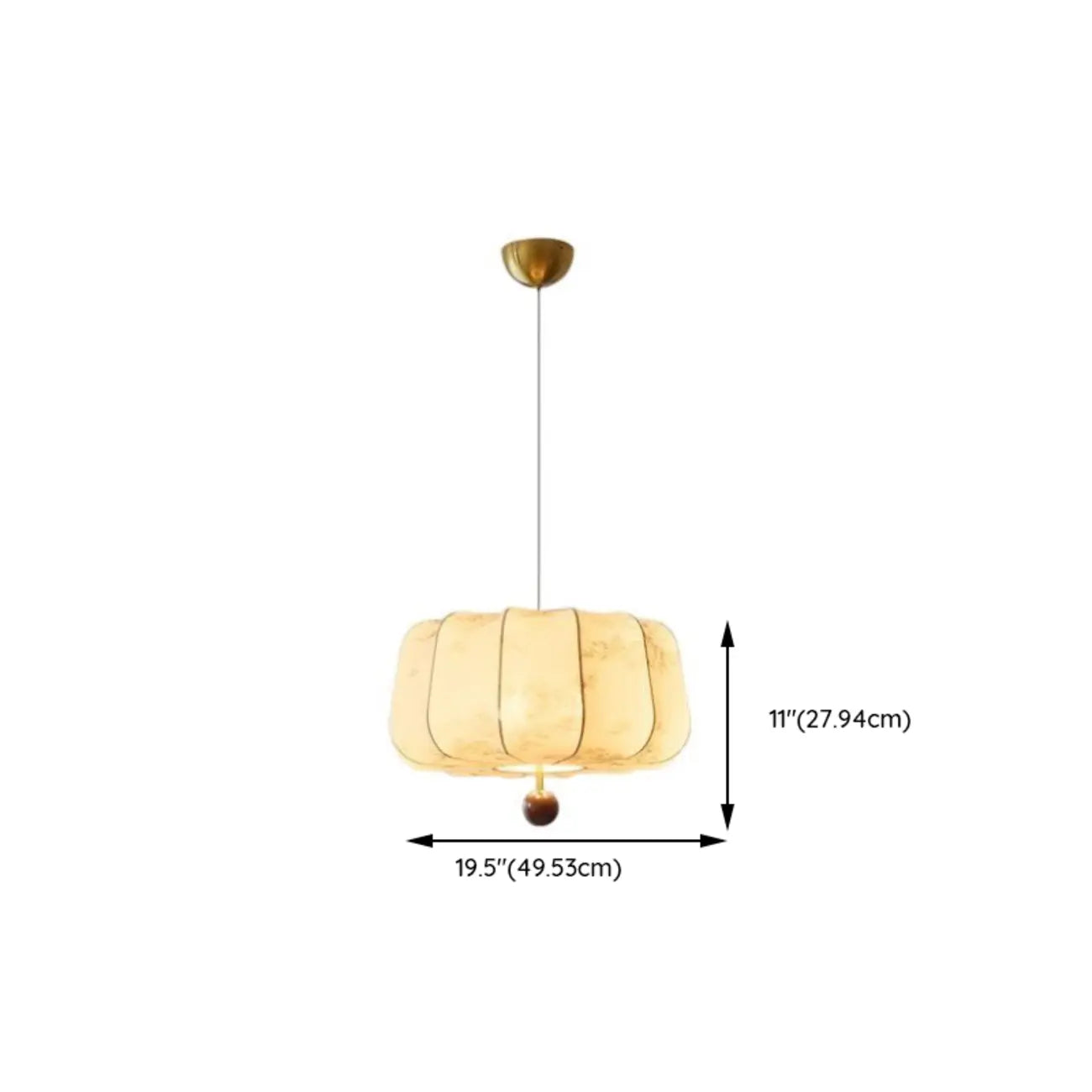Oriental Off-White Fabric Pumpkin Chandelier