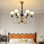 Remote Dimming Oriental Gold Arched Ball Chandelier