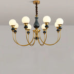Remote Dimming Oriental Gold Arched Ball Chandelier