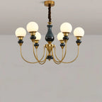 Remote Dimming Oriental Gold Arched Ball Chandelier