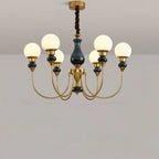 Remote Dimming Oriental Gold Arched Ball Chandelier