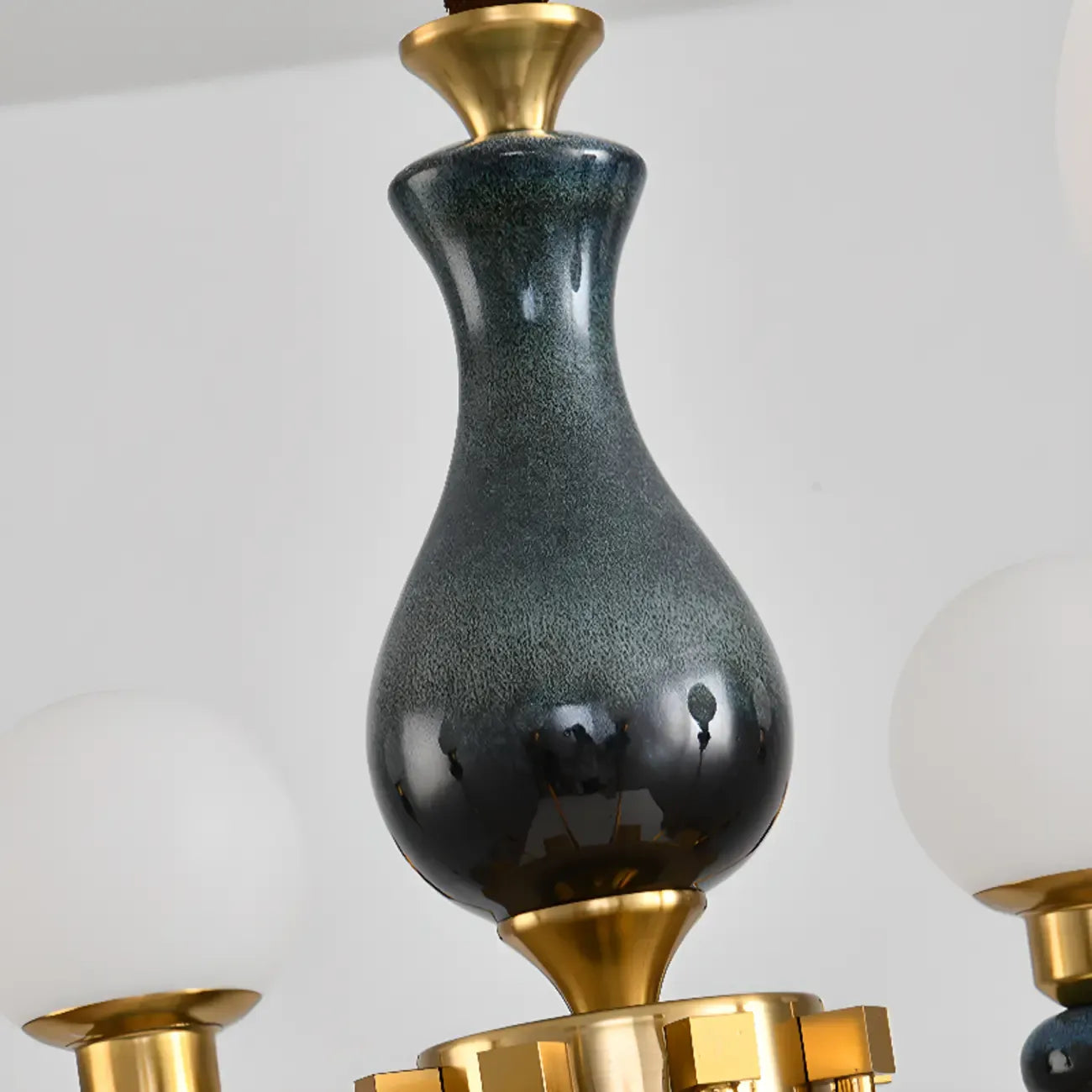 Remote Dimming Oriental Gold Arched Ball Chandelier