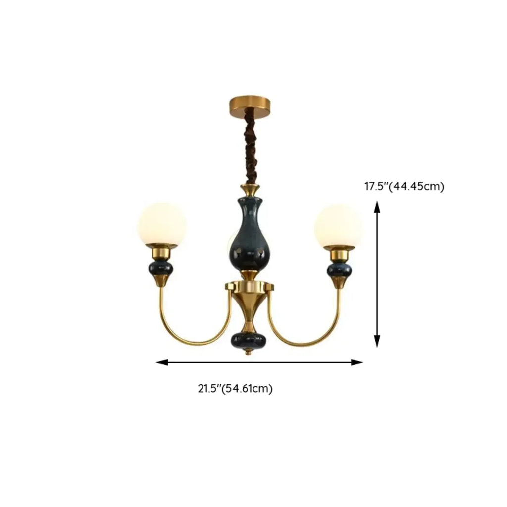 Remote Dimming Oriental Gold Arched Ball Chandelier