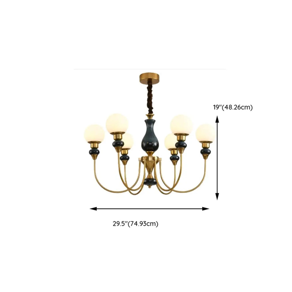 Remote Dimming Oriental Gold Arched Ball Chandelier