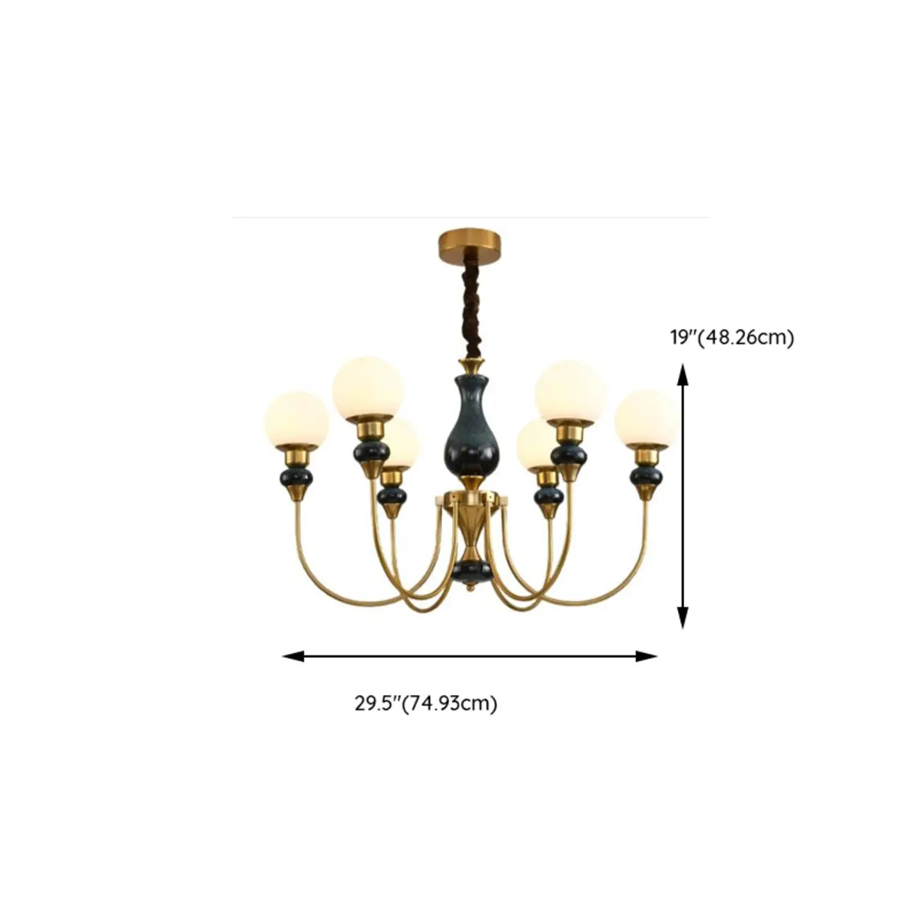 Remote Dimming Oriental Gold Arched Ball Chandelier