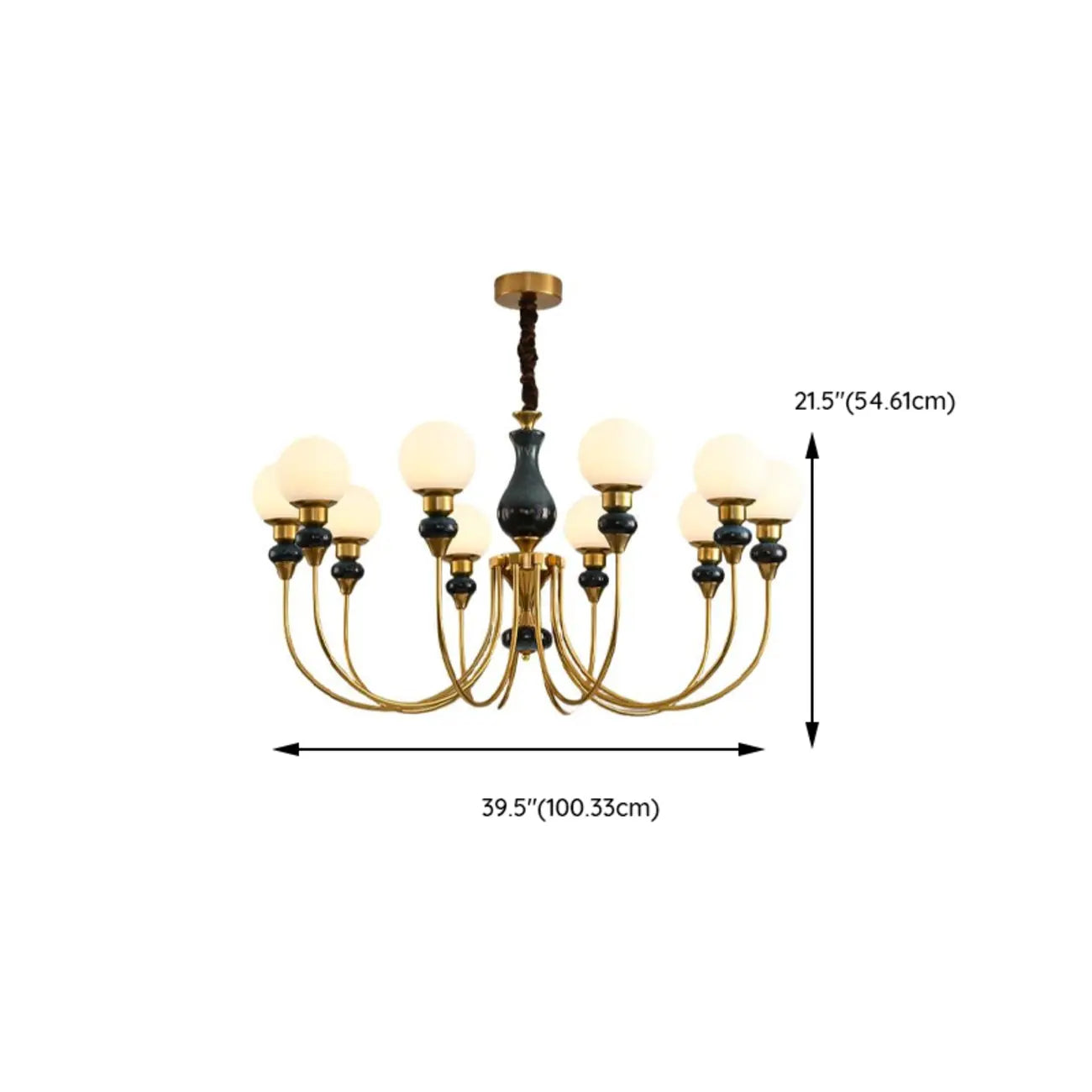 Remote Dimming Oriental Gold Arched Ball Chandelier