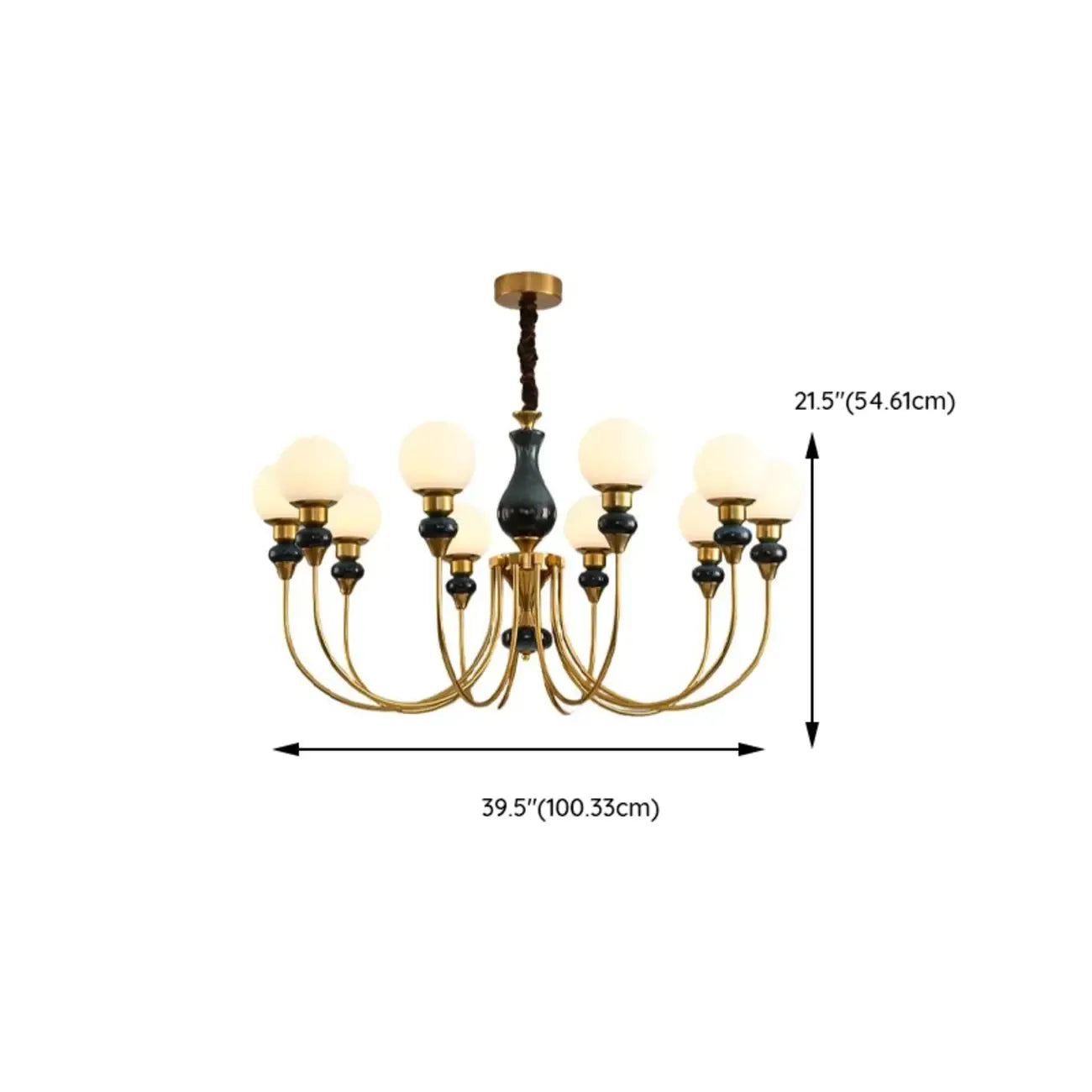 Remote Dimming Oriental Gold Arched Ball Chandelier