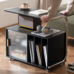 Flexible Wooden Metal Mobile Side Table with Storage