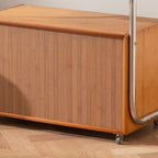 Flexible Wooden Metal Mobile Side Table with Storage