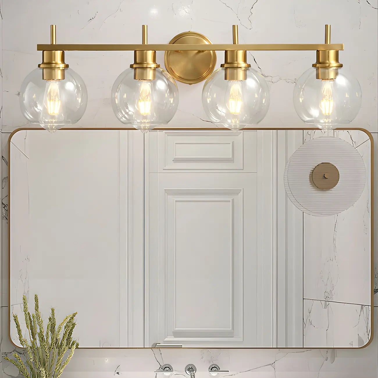 Brass Globe Vanity Light Modern Style for Bathroom