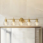 Brass Globe Vanity Light Modern Style for Bathroom