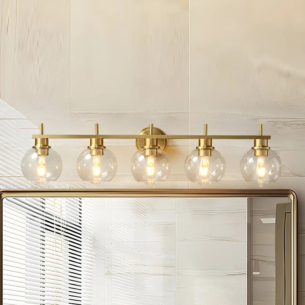 Brass Globe Vanity Light Modern Style for Bathroom