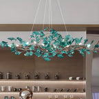 Art Deco Modern Amber Arylic Floral Leaf Chandelier