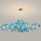Art Deco Modern Amber Arylic Floral Leaf Chandelier