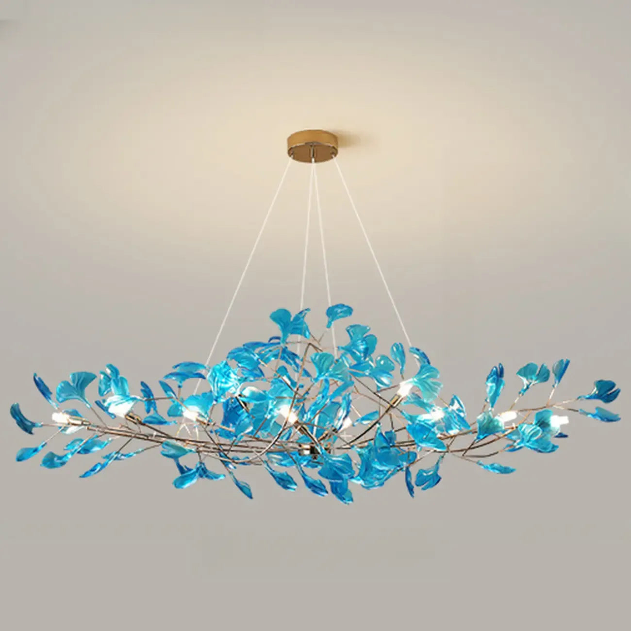 Art Deco Modern Amber Arylic Floral Leaf Chandelier