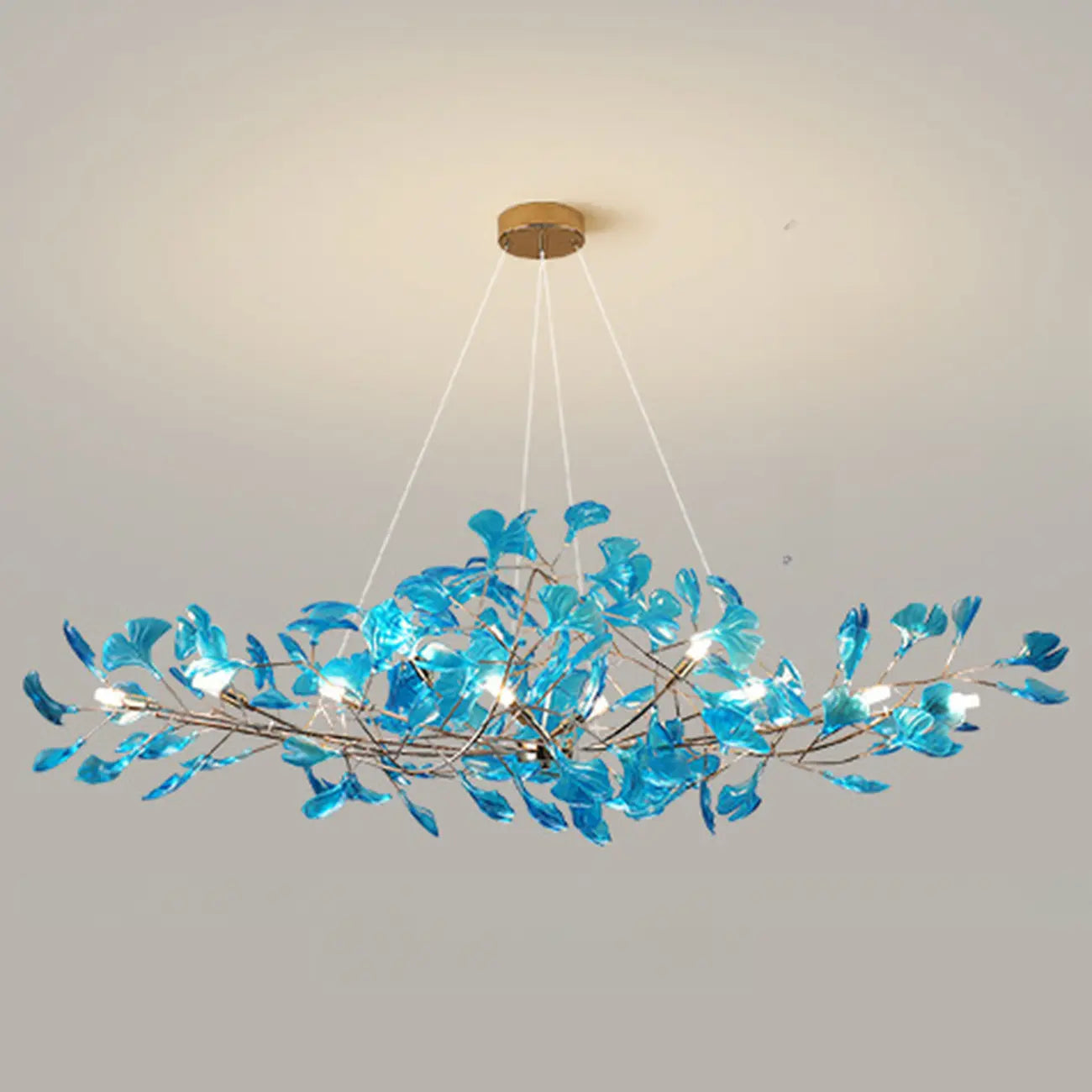 Art Deco Modern Amber Arylic Floral Leaf Chandelier