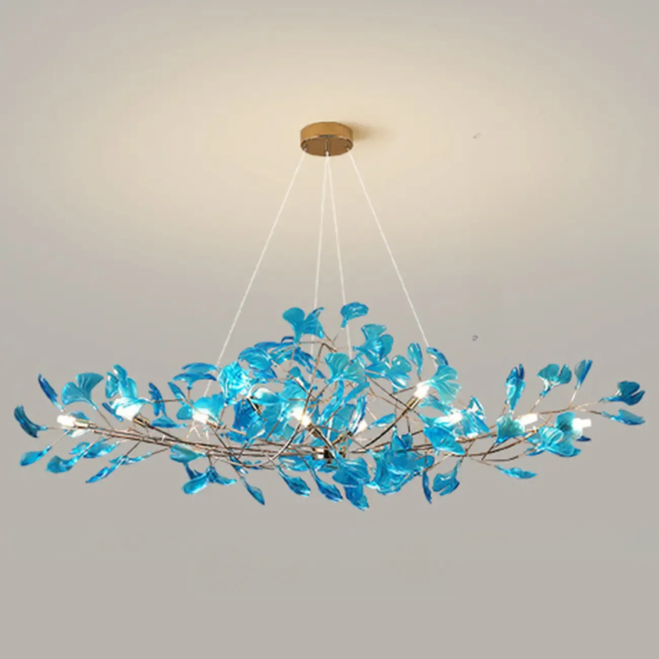Art Deco Modern Amber Arylic Floral Leaf Chandelier