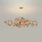 Art Deco Modern Amber Arylic Floral Leaf Chandelier