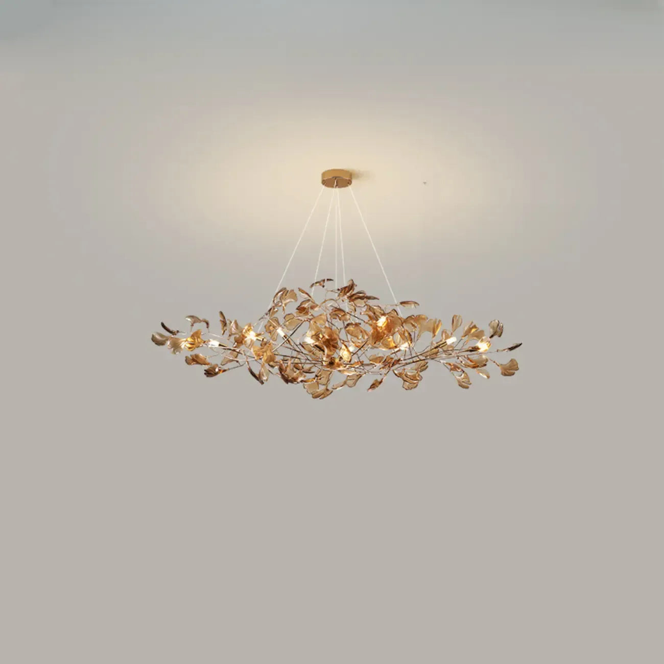 Art Deco Modern Amber Arylic Floral Leaf Chandelier