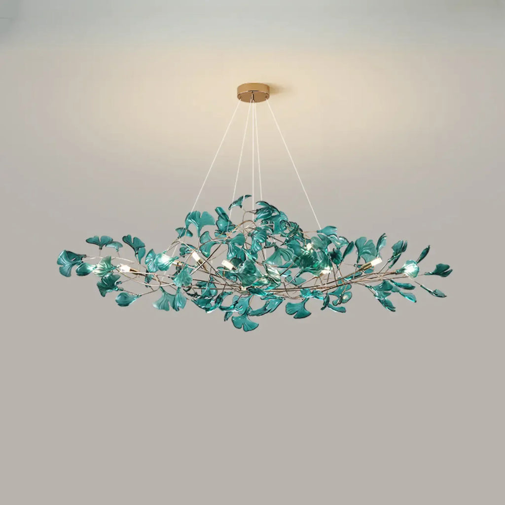Art Deco Modern Amber Arylic Floral Leaf Chandelier