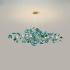 Art Deco Modern Amber Arylic Floral Leaf Chandelier