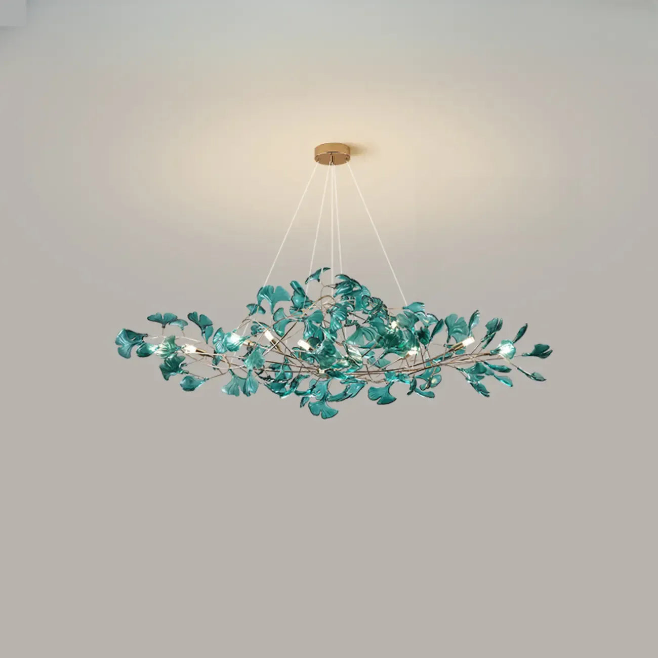 Art Deco Modern Amber Arylic Floral Leaf Chandelier